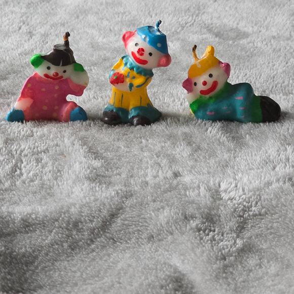 Lot of 3 Vintage Clown Wax Candles Never Used - Picture 1 of 4